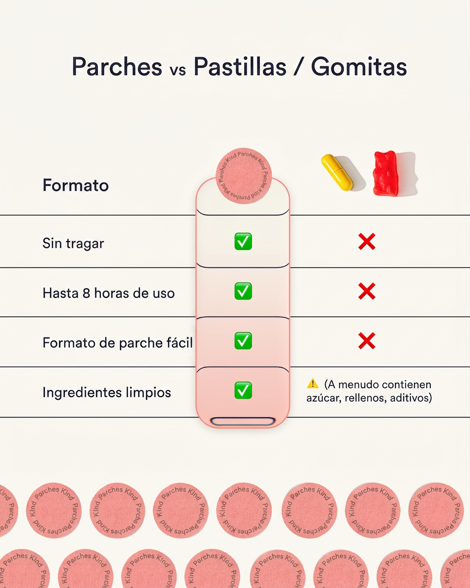 Parches vs pastillas vs gomitas